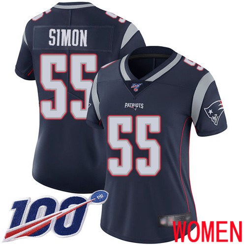 New England Patriots Football #55 100th Season Limited Navy Blue Women John Simon Home NFL Jersey->women nfl jersey->Women Jersey